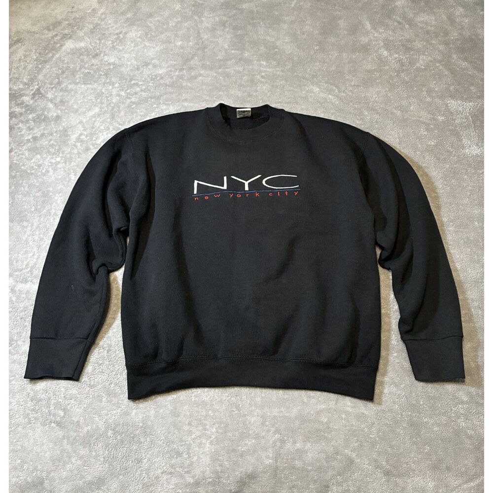 Vintage NYC New York City Crewneck Sweatshirt Men’s Large Black Y2K